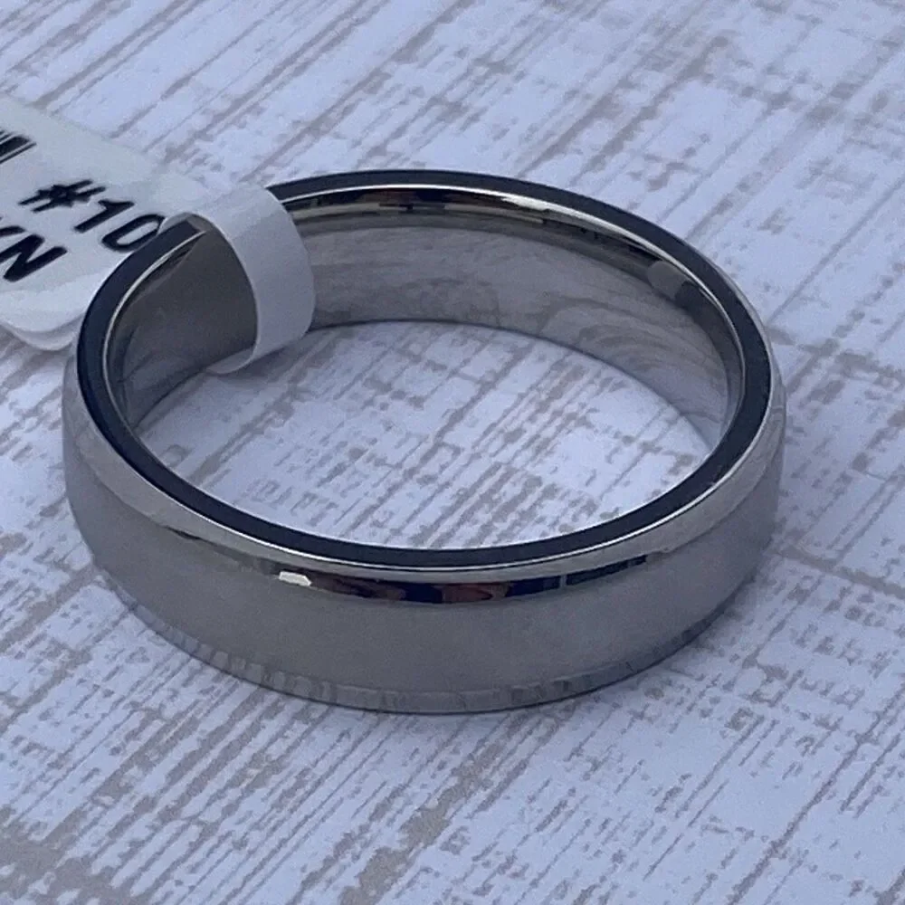 Men’s Stainless Steel Ring Size 10 Silver Tone Matte & Polished Band